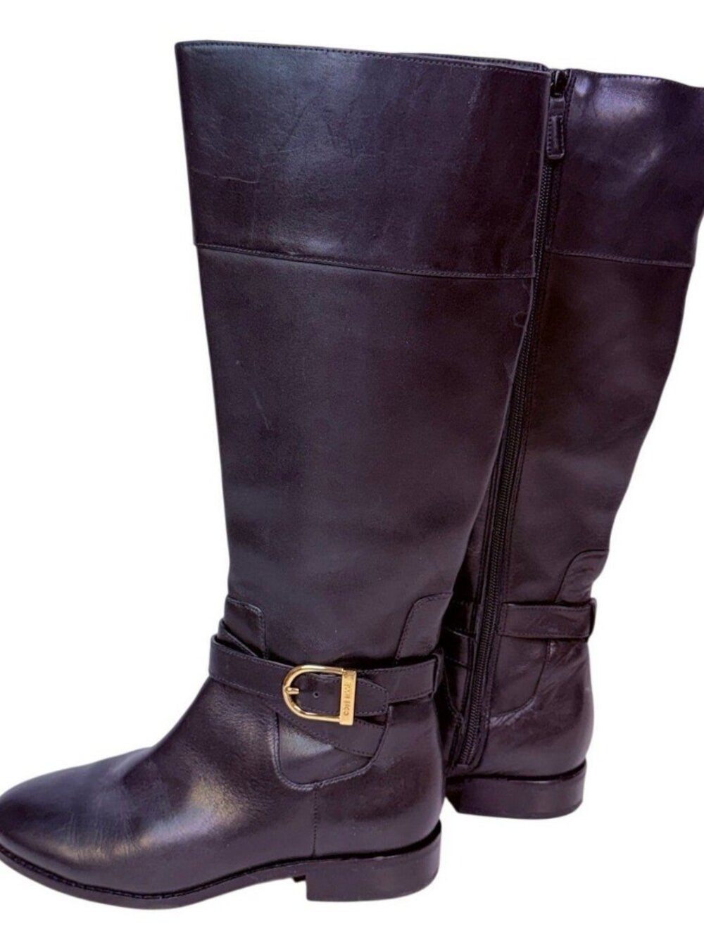 Catskills by Cole Hann Woman's Black Leather Zip Calf Boots 5-1/2 B - Picture 4 of 9